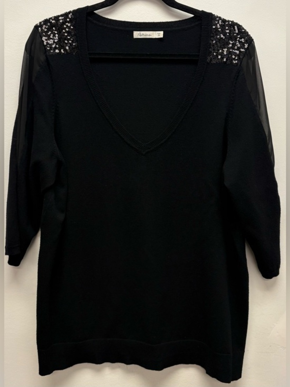 4 for $25 🖤 Reitmans Black Sequin Shoulder Sweater | Plus Size 2X